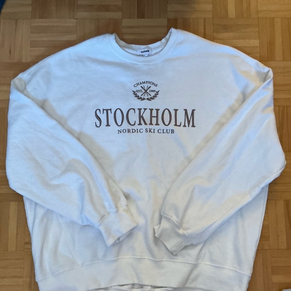Garage White Crew Neck Sweater